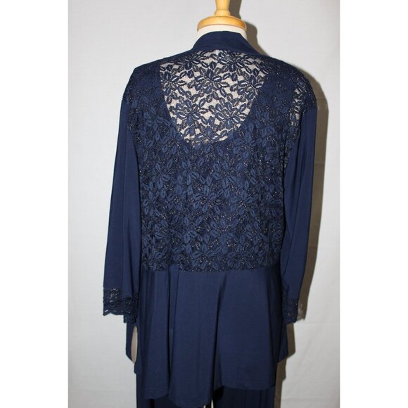 NWT Fanny 1996 Jersey & Lace Women's Formal Pant Suit-Size 3X-NAVY BLUE-NEW - Picture 6 of 7